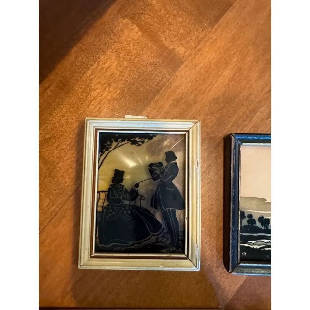Vintage 1940s bubble glass picture bundle silhouette figures - Picture 2 of 7